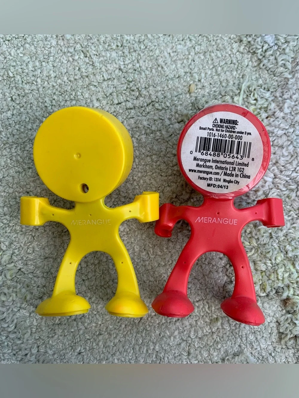 Lot of 2 red and yellow novelty emoji pencil sharpener and holder